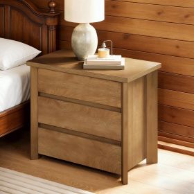 (old sku: S05790244 )Wide Nightstand, Farmhouse Bedside Table with 3 Storage Drawers