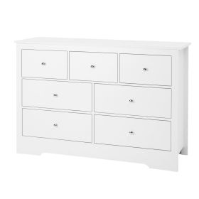 7 Drawer Dresser, Wooden Chest of Drawers with Sliding with Anti-tip Device, Modern Minimalist Dresser Chest, Closet Storage Organizer for Living