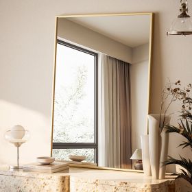 32"x24" Rectangular Bathroom Mirror Decorative Wall Mounted Vanity Mirror, Gold