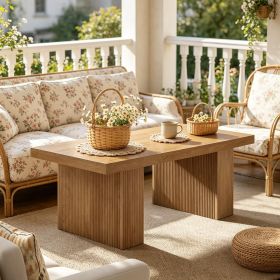 Rectangle Wooden Coffee Table 47.2" with Thick Base Center Table