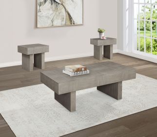 3pc Contemporary Style Coffee Table 2x End Tables Brown Gray Finish Living Room Wooden Furniture