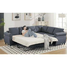 [NEW ARRIVED] [VIDEO PROVIDED] Sleeper Sofa, 2 in 1 Pull Out Couch Bed,6 seater sofa bed, L Shaped Sectional Sofa ,Riveted sofa