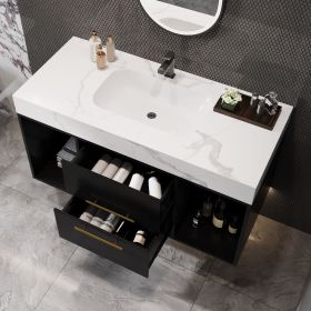 39.4" Bathroom Vanities with Ceramic Sink,Floating Bathroom Vanity,Wall Mounted Storage Cabinet with 2 Drawers and 2 Storage Spaces