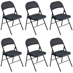6pcs Elegant Foldable Iron & PVC Chairs For Convention & Exhibition Black (Option: defaulttitle)