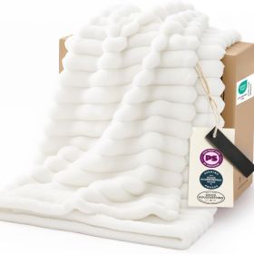 Soft Fleece Throw Blanket For Couch Sofa Bed Cozy Lightweight For Living Room Bedroom (Option: Off White)