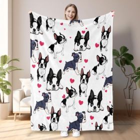 1pc Adorable Fleece Dog Blanket - Soft, Cozy, Lightweight, Warm, Flannel Throw For Couch, Bed, Sofa, Living Room Decor - Perfect For Snuggling Up (Option: 130x150cm-Black)