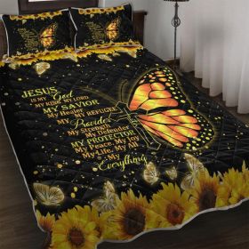 3pcs Sunflower Butterfly Cross Black Gold Color Soft Thick Warm Bedding Bedding For All Seasons 1 Quilt 2 Pillowcases (Option: Queen-Black)