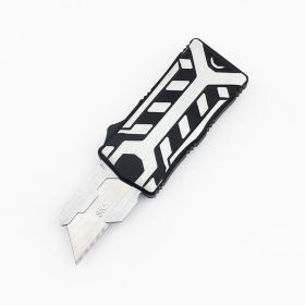 Aluminum Retractable Multi-Purpose Knife, Includes 5 Spare Blades -Quick Replacement, EDC Tool Pocket Knife (Option: White)