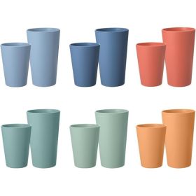 12 Pack Wheat Straw Cups, 6 X 20 Oz & 6 X 12 Oz, Reusable Unbreakable Plastic Drinking Cups, BPA-Free, Microwave & Dishwasher Safe (Option: MULTICOLOR)
